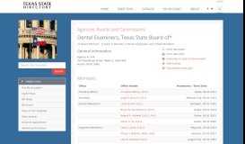 
							         Dental Examiners, Texas State Board of - Texas State Directory								  
							    