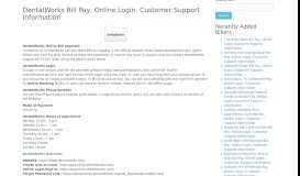 
							         DentalWorks Bill Pay, Online Login, Customer Support Information								  
							    