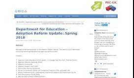 
							         Department for Education – Adoption Reform Update ... - PAC-UK								  
							    