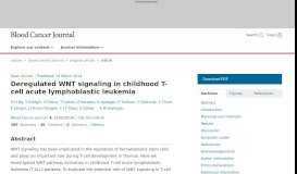 
							         Deregulated WNT signaling in childhood T-cell acute lymphoblastic ...								  
							    