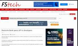 
							         Deutsche Bank opens API to developers - FStech								  
							    