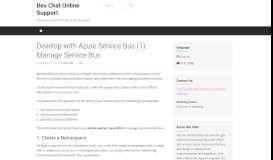 
							         Develop with Azure Service Bus (1): Manage Service Bus – Dev Chat ...								  
							    