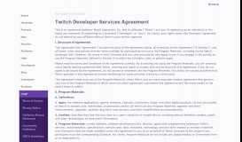 
							         Developer Agreement - Twitch.tv								  
							    