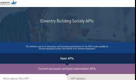 
							         Developer Portal - APIs - Coventry Building Society								  
							    