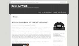 
							         Devil At Work » Microsoft Partner Portal und die MSDN Subscription								  
							    