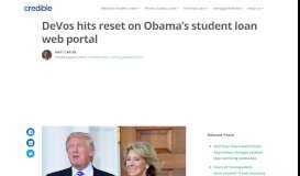 
							         DeVos hits reset on Obama's student loan web portal | Credible News								  
							    