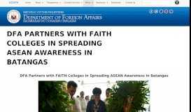 
							         DFA Partners with FAITH Colleges in Spreading ASEAN Awareness in ...								  
							    
