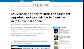 
							         DFA suspends operations for passport appointment portal due to ...								  
							    