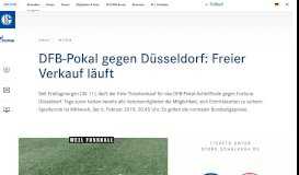 
							         DFB-Pokal gegen Düsseldorf: Freier Verkauf läuft - Fußball - Schalke 04								  
							    