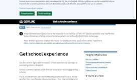 
							         DfE School Experience: Get school experience								  
							    
