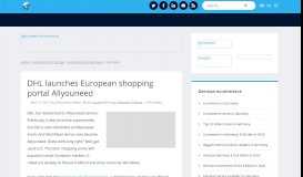 
							         DHL launches European shopping portal Allyouneed								  
							    