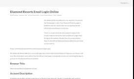 
							         Diamond Resorts Email Login Page URL 2020 | iEmailLogin								  
							    