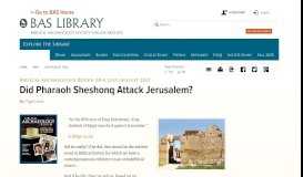 
							         Did Pharaoh Sheshonq Attack Jerusalem? · The BAS Library								  
							    