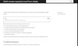
							         Didn't receive expected email from Adobe - Adobe Help Center								  
							    