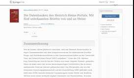 
							         Die Datenbanken des Heinrich-Heine-Portals. Mit fünf unbekannten ...								  
							    
