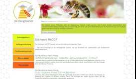 
							         Die Honigmacher - Imkerei-Portal - HACCP - Stichwort								  
							    