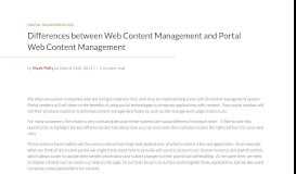 
							         Differences between Web Content Management and Portal Web ...								  
							    