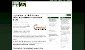 
							         Digital Portal Club Review: 200% ROI MMM Global Ponzi clone								  
							    