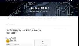 
							         Digital Ticks (DTx) ICO Details & Financial Information - Mercado Moeda								  
							    
