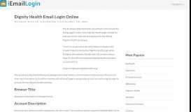
							         Dignity Health Email Login Page URL 2020 | iEmailLogin								  
							    
