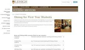 
							         Dining for First Year Students | Finance ... - Lehigh University								  
							    