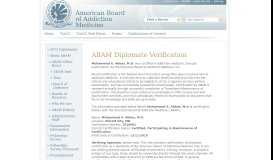
							         Diplomate Verification - American Board of Addiction Medicine								  
							    