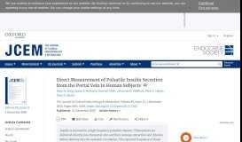 
							         Direct Measurement of Pulsatile Insulin Secretion from the Portal Vein ...								  
							    