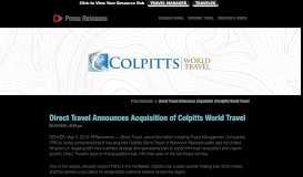 
							         Direct Travel Announces Acquisition of Colpitts World Travel | Direct ...								  
							    
