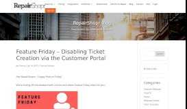 
							         Disabling Ticket Creation via the Customer Portal - RepairShopr								  
							    