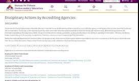 
							         Disciplinary Actions by Accrediting Agencies - Bureau for Private ...								  
							    