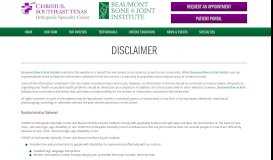 
							         Disclaimer | Beaumont Bone & Joint Institute								  
							    