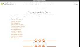 
							         Discontinued Pet Doors - Dog and Cat Doors No Longer Available								  
							    