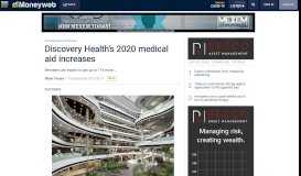 
							         Discovery Health's 2020 medical aid increases - Moneyweb								  
							    