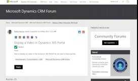 
							         Display a Video in Dynamics 365 Portal - Microsoft Dynamics CRM ...								  
							    