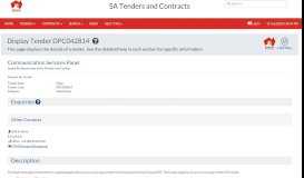 
							         Display Tender DPC042814 - SA Tenders and Contracts								  
							    