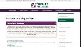 
							         Distance Learning Students | Thomas Nelson Community ...								  
							    