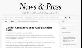 
							         District Announces School Registration Dates - News and Press								  
							    