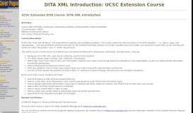 
							         DITA XML Introduction: UCSC Extension Course - The Cover Pages								  
							    