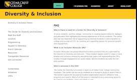 
							         Diversity and Inclusion | FAQ - Cedar Crest College								  
							    