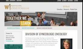 
							         Division of Gynecologic Oncology | WMed								  
							    