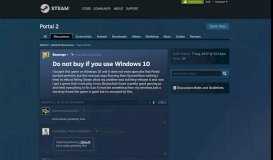 
							         Do not buy if you use Windows 10 :: Portal 2 General Discussions								  
							    