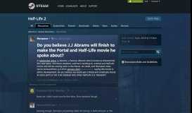 
							         Do you believe J.J Abrams will finish to make the Portal and Half-Life ...								  
							    