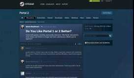 
							         Do You Like Portal 1 or 2 Better? :: Portal 2 General Discussions								  
							    