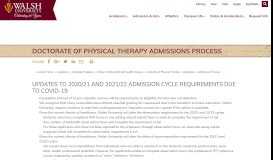 
							         Doctorate of Physical Therapy Admissions Process - Walsh University								  
							    