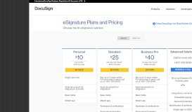 
							         DocuSign eSignature Pricing Plans								  
							    