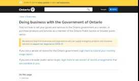 
							         Doing business with the Government of Ontario | Ontario.ca								  
							    