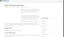 
							         Dollar Tree Email Login Page URL 2020 | iEmailLogin								  
							    