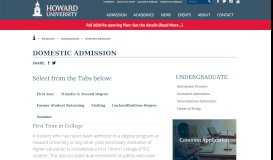 
							         Domestic Admission | Howard University								  
							    