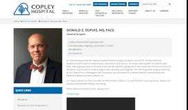 
							         Donald E. Dupuis, MD, FACS - Copley Hospital								  
							    