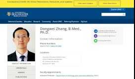 
							         Dongwei Zhang, B.Med., Ph.D. - University of Rochester Medical Center								  
							    